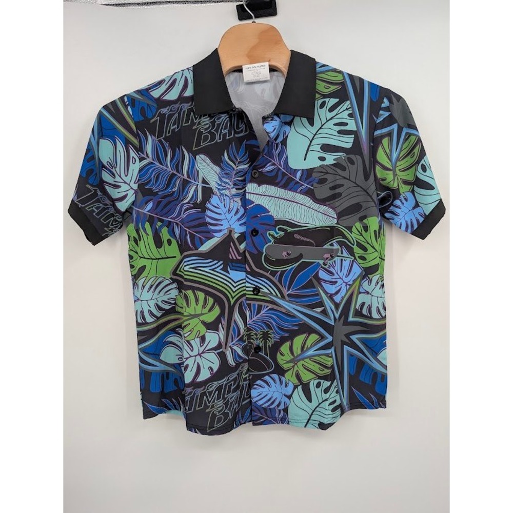Tampa Bay Rays MLB Hawaiian Button Up Shirt Tropical Stingray Blue Men's sz XL